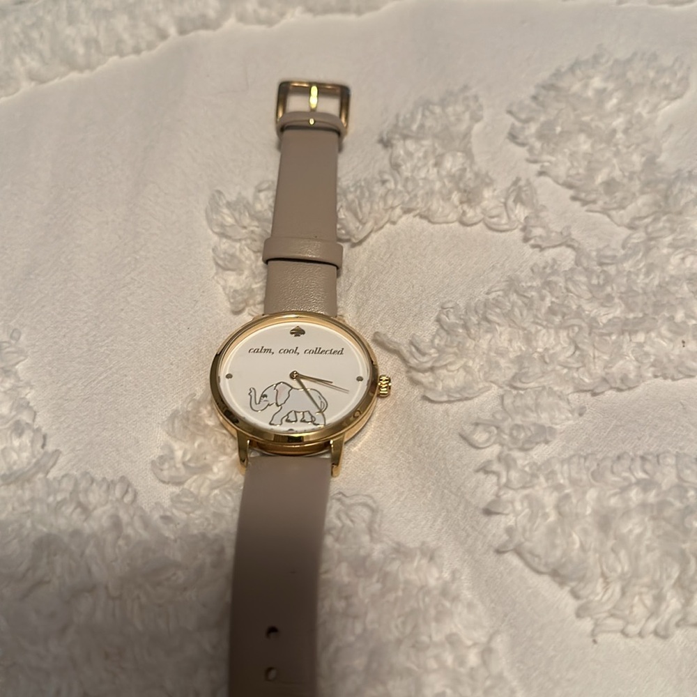 New Kate Spade metro gray leather elephant watch